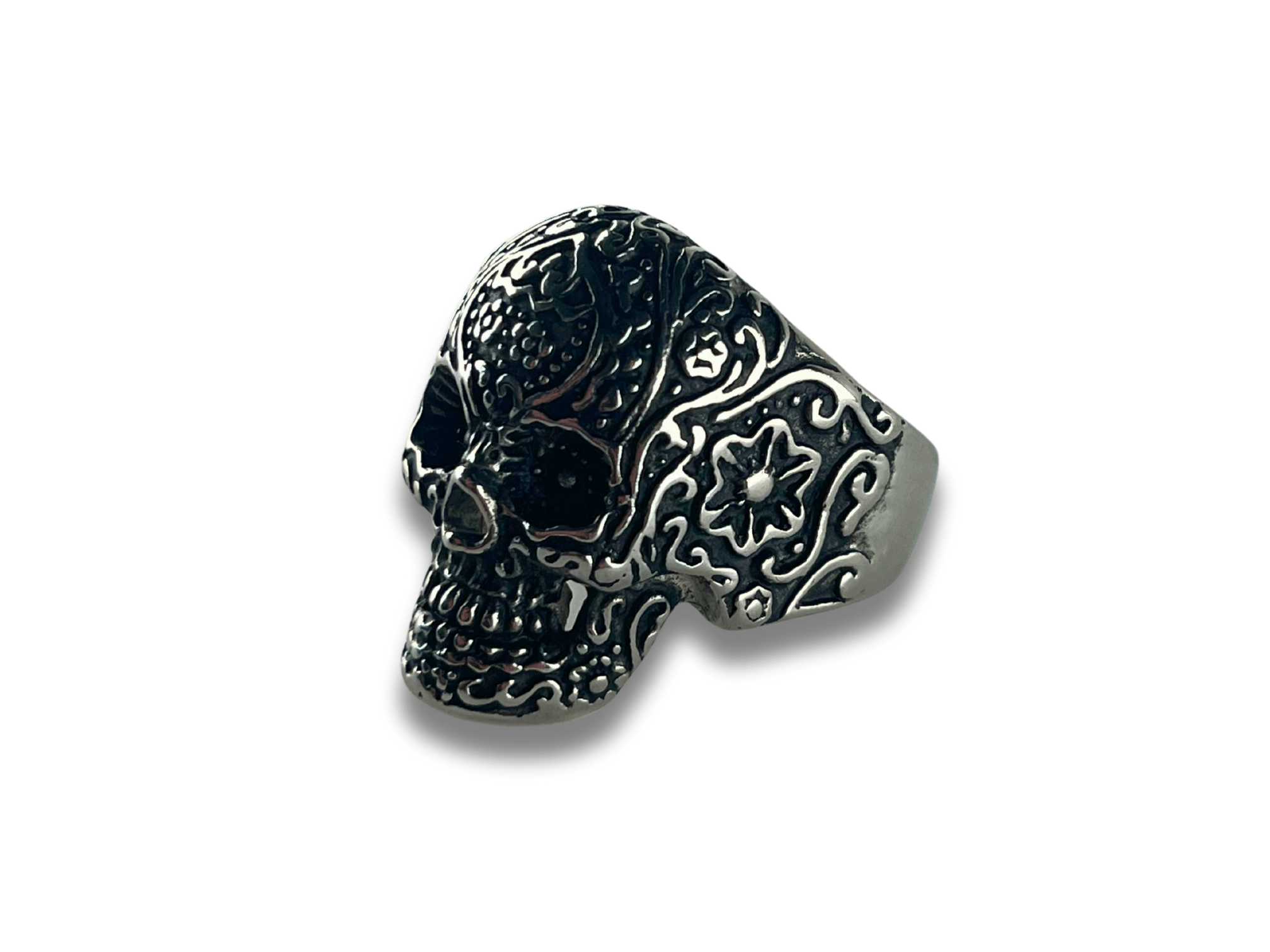 Bague Homme Crâne Floral Baroque - Orepsop