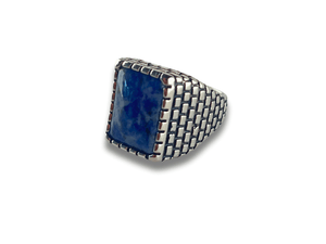 Bague Homme Lapis Lazuli Enchaîné - La Sentinelle de Neptune