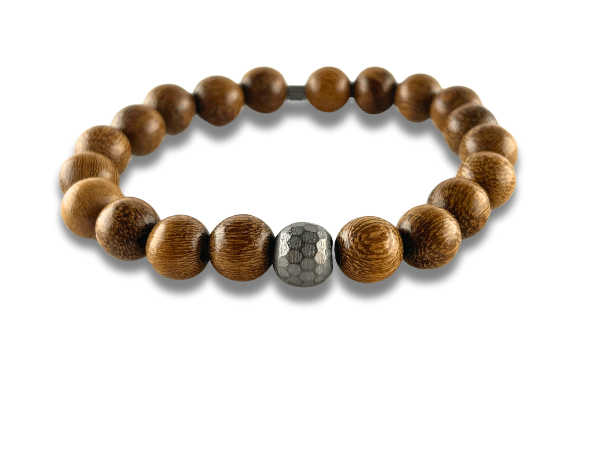 Bracelet Homme Bois Doré avec Perle Argent - Zao