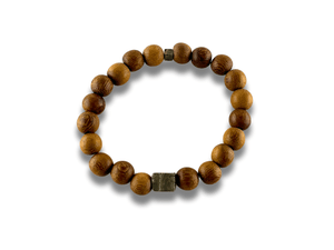 Bracelet Homme Bois Doré avec Perle Carrée - Zao