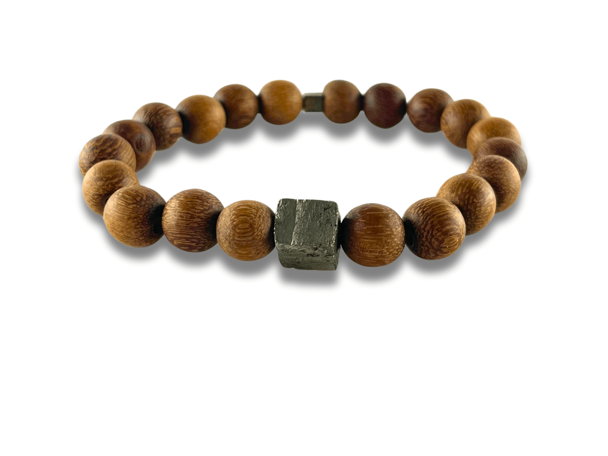 Bracelet Homme Bois Doré avec Perle Carrée - Zao