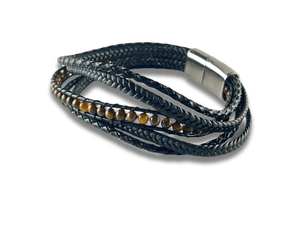 Bracelet en Cuir Multi-Textures bois- Maxime