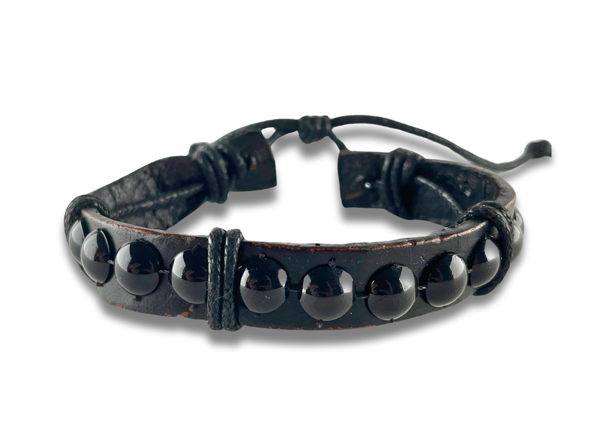 Bracelet en Cuir Noir Tissé - Hades