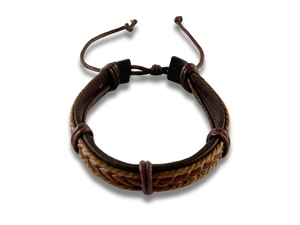 Bracelet en Cuir Brun Tressé - Osiris