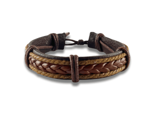 Bracelet en Cuir Brun Tressé - Osiris