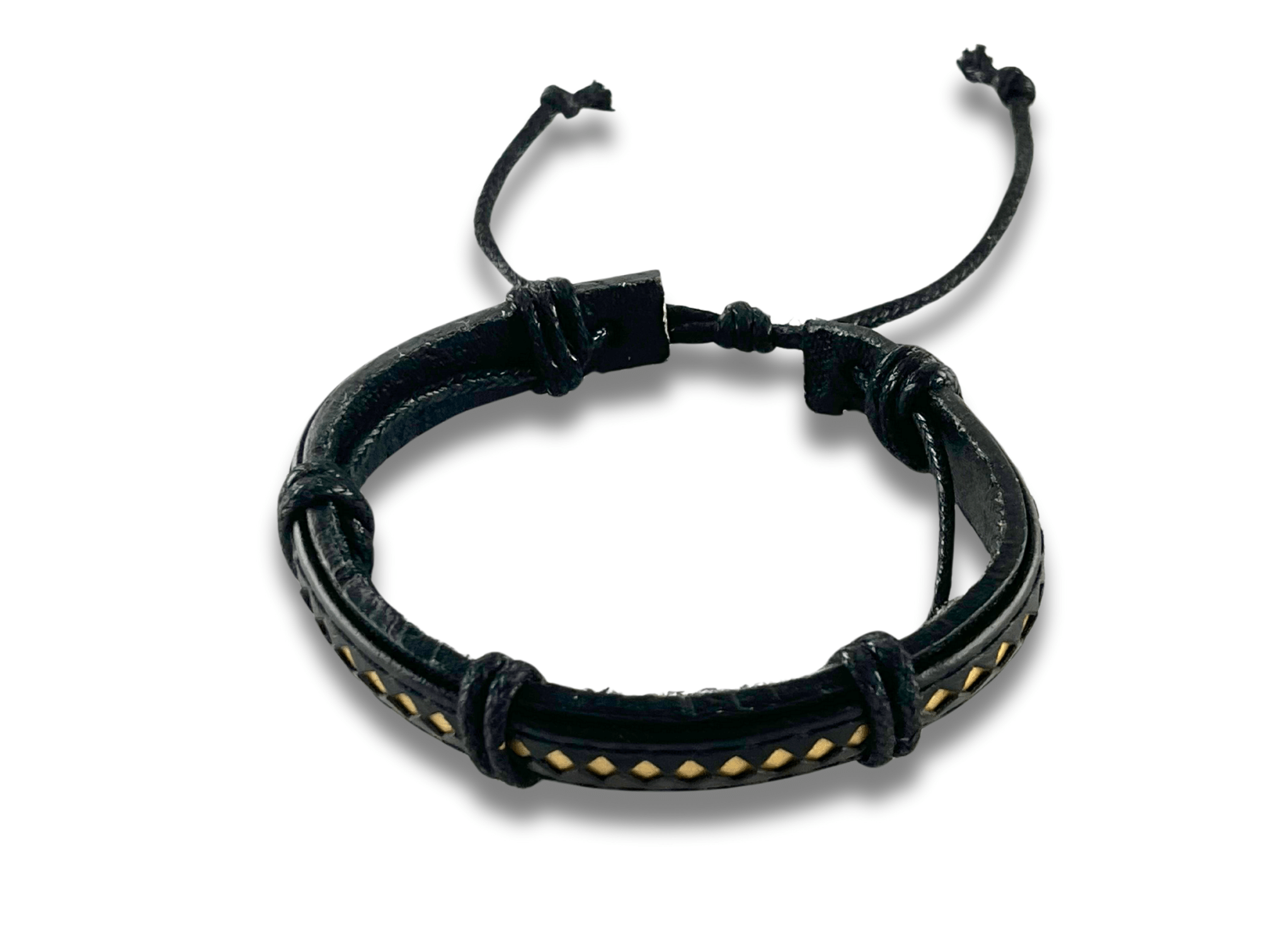 Bracelet en Cuir Noir et Jaune - Midas