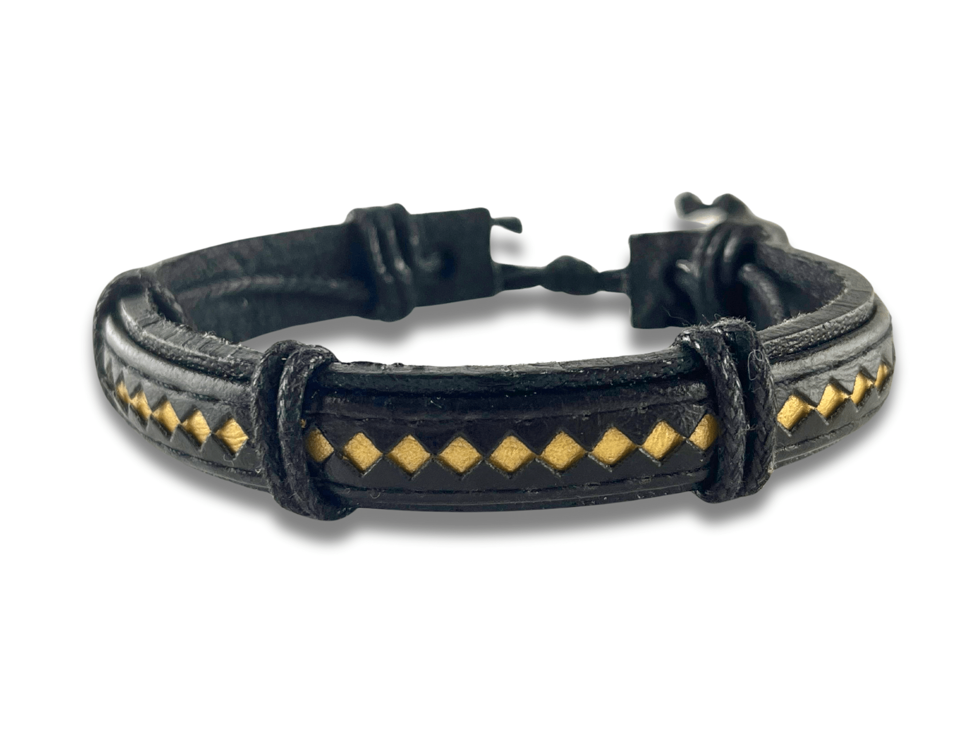 Bracelet en Cuir Noir et Jaune - Midas