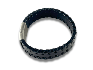 Bracelet en Cuir Tressé Noir - Odin