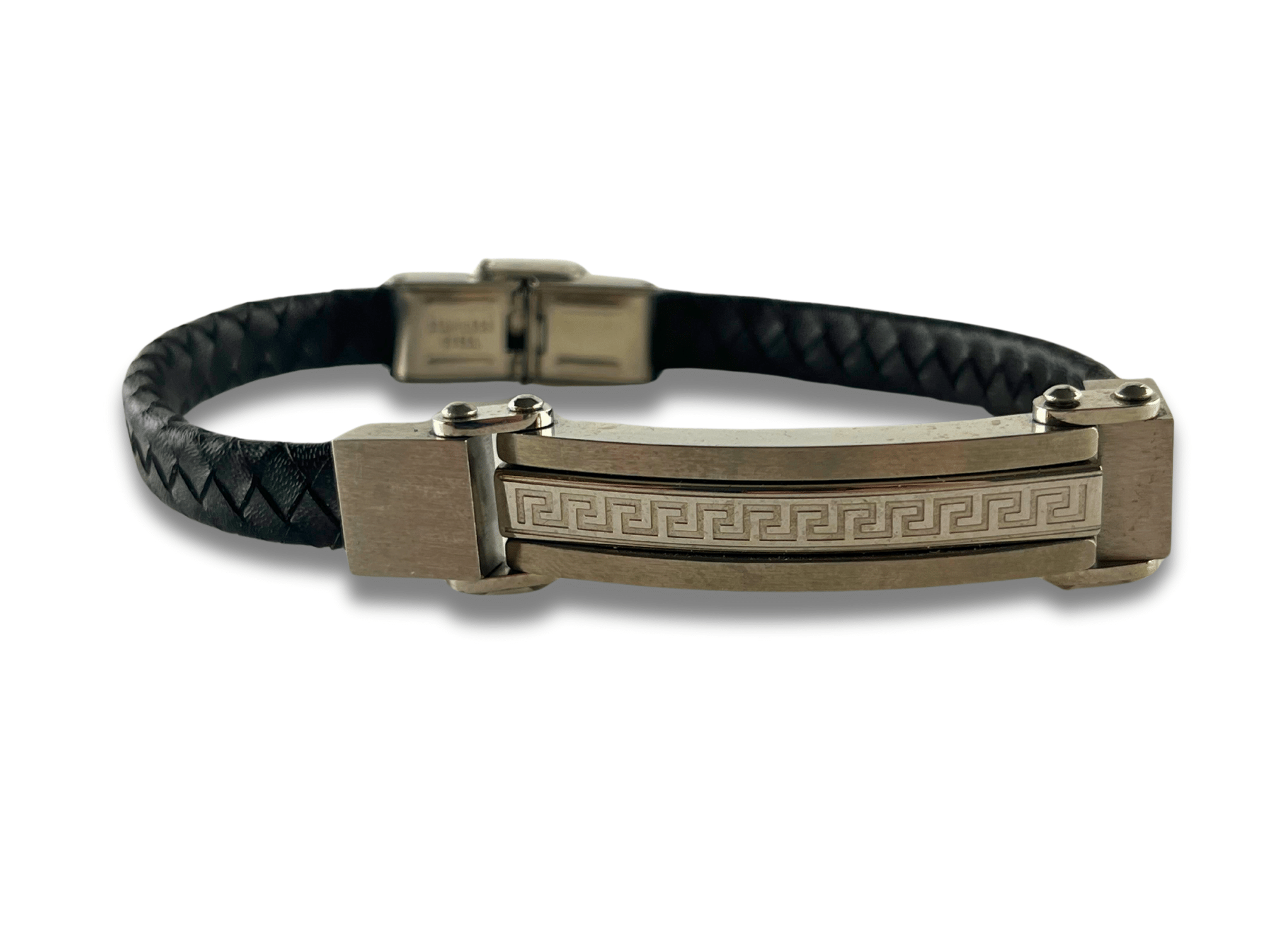 Bracelet en Cuir Tressé avec Fermoir Gréco - Aeneas