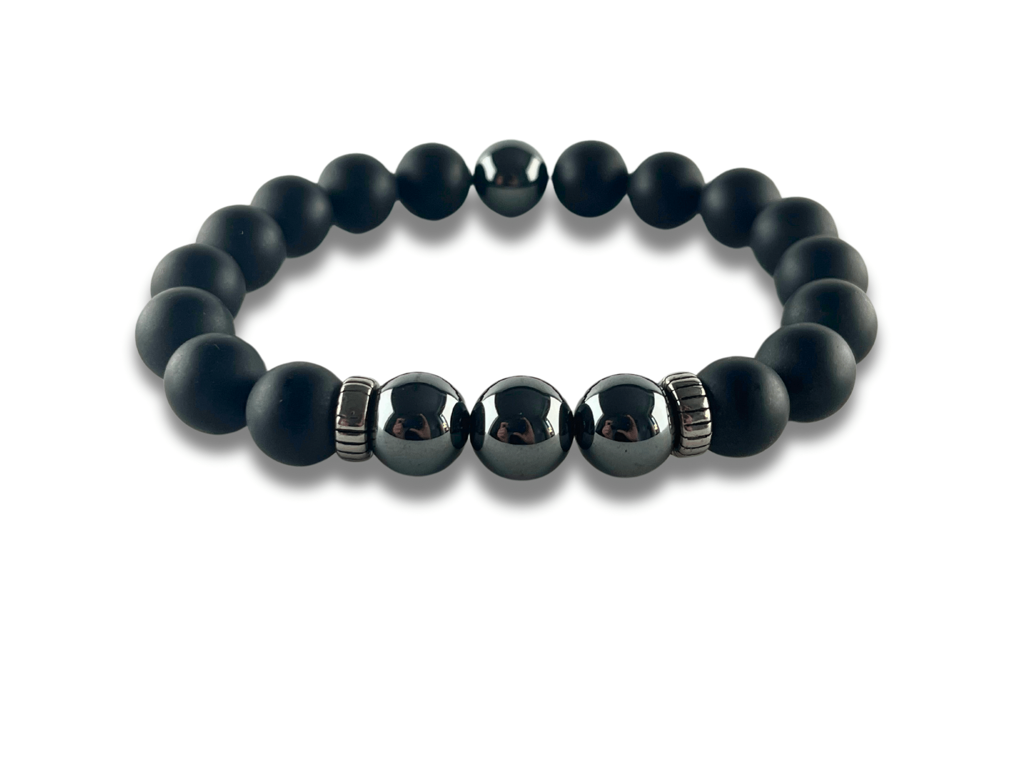 Bracelet Homme Pierre Noire et Métallique - TITAN