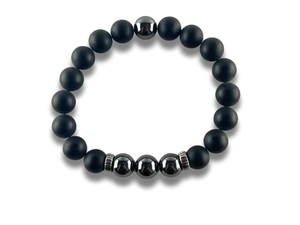 Bracelet Homme Pierre Noire et Métallique - TITAN