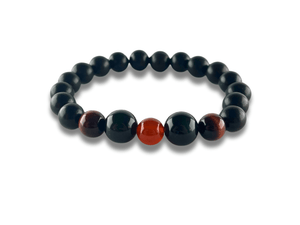 Bracelet Homme Pierre Noire et Rouge - PASSION