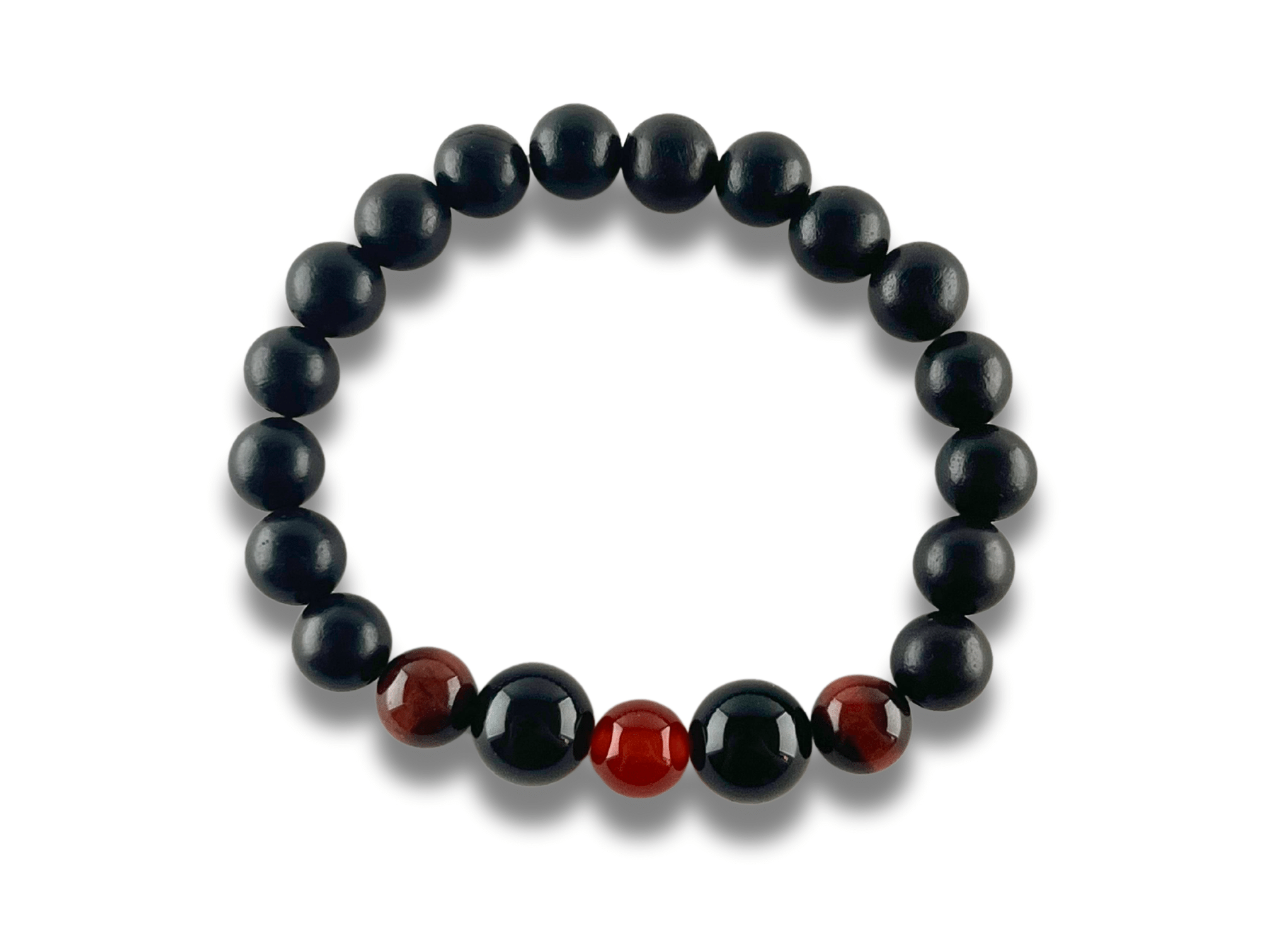 Bracelet Homme Pierre Noire et Rouge - PASSION