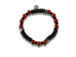 Bracelet Homme Pierre Rouge et Noire - AVENTURE