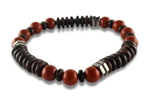 Bracelet Homme Pierre Rouge et Noire - AVENTURE