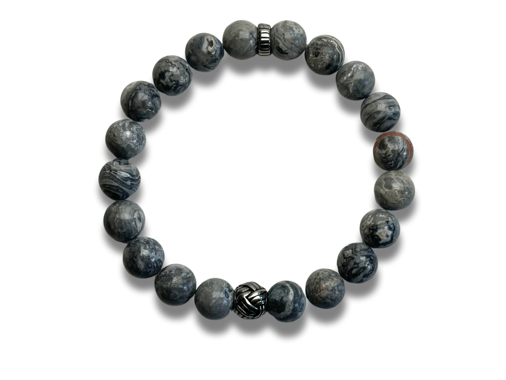 Bracelet Homme Pierre Grisâtre Pelotte