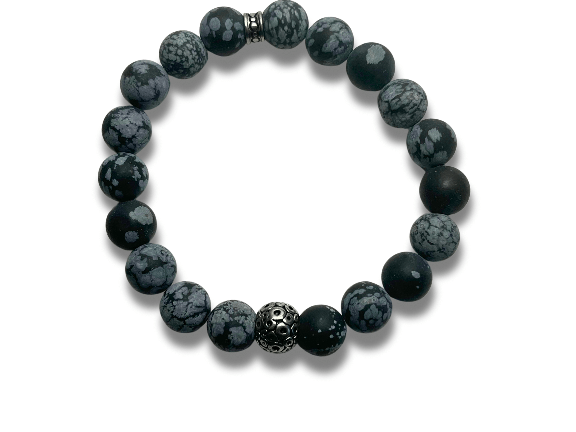 Bracelet Homme Snowflake Obsidian