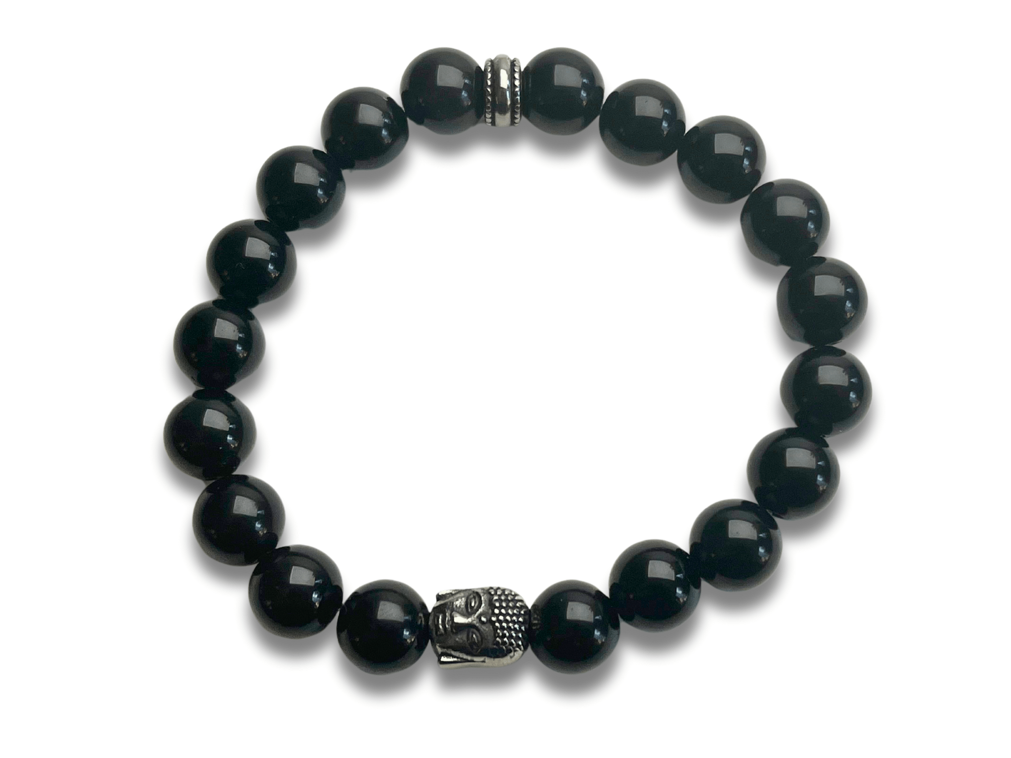 Bracelet Homme Onyx Noir avec Tête de Bouddha - Kuro