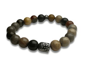 Bracelet Homme Jaspe Multicolore avec Tête de Bouddha - Kuro