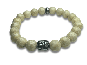 Bracelet Homme Pierre de Sable Doré avec Tête de Bouddha - Kuro