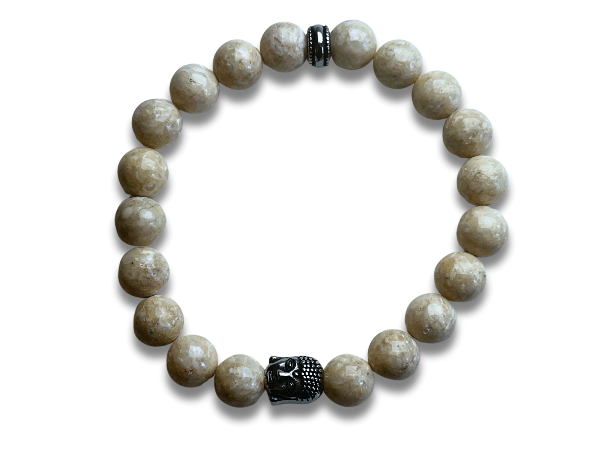 Bracelet Homme Pierre de Sable Doré avec Tête de Bouddha - Kuro