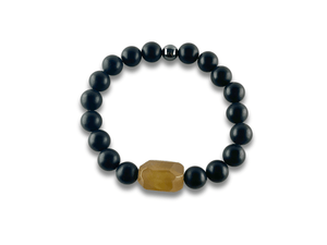 Bracelet Homme Agate Noire et Agate de Feu - Sora