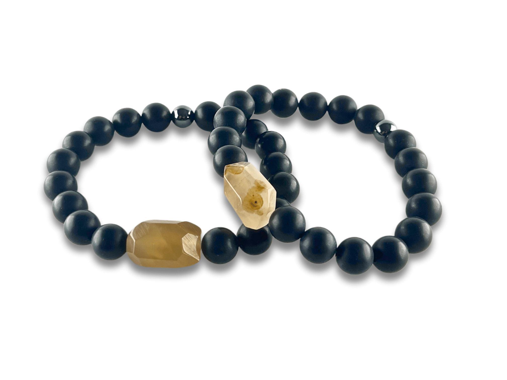 Bracelet Homme Agate Noire et Agate de Feu - Sora