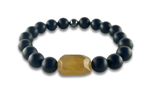 Bracelet Homme Agate Noire et Agate de Feu - Sora